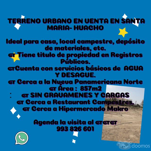 TERRENO EN SANTA MARIA- HUACHO