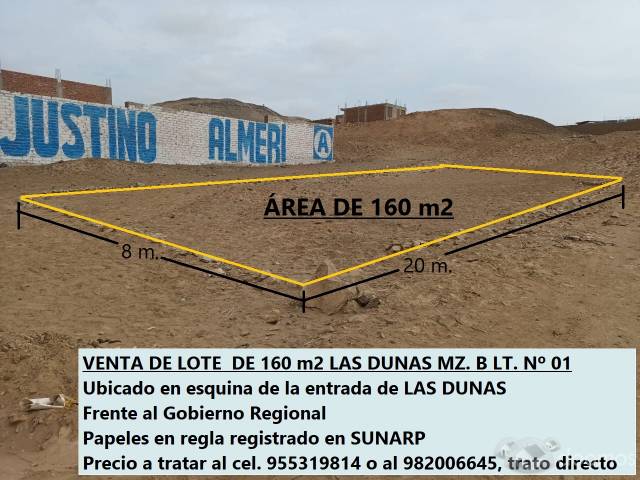 Terreno de 160 m2 con papeles en regla