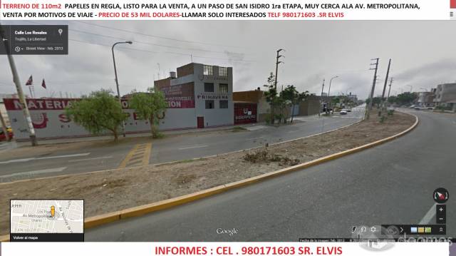 TERRENO DE OCASION COSTADO DE SAN ISIDRO I ETAPA 53$