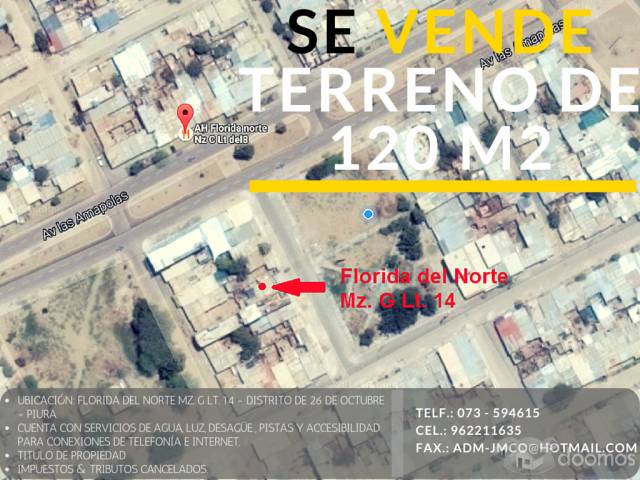 SE REMATA TERRENO DE 120 M2 - PIURA