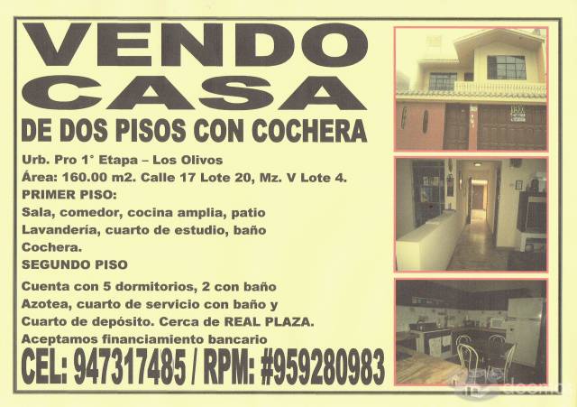 VENTA DE CASA EN LOS OLIVOS