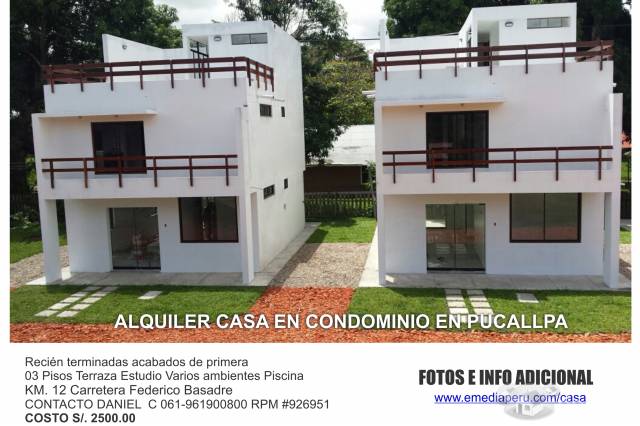 ALQUILER DE CASA EN CONDOMINIO CON ACABADOS DE PRIMERA CON PISCINA DISPONIBLE ENERO 2019