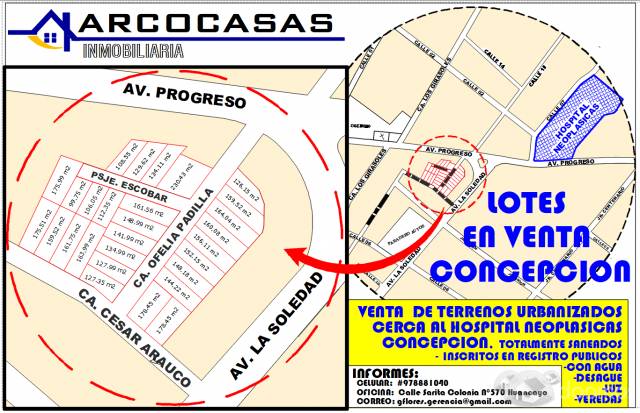 GRAN OCASION, VENTA DE LOTES CERCA AL HOSPITAL NEOPLÁSICAS DE CONCEPCIÓN