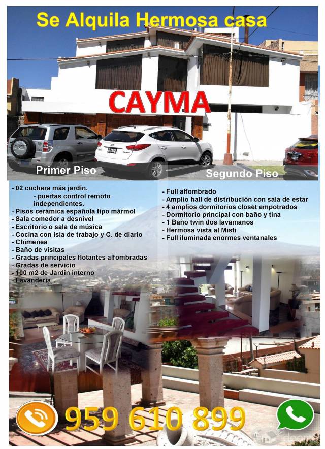 ALQUILO CASA EN CAYMA