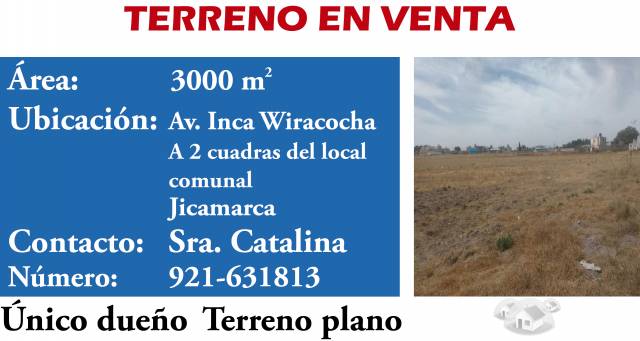 Venta de terreno en Jicamarca