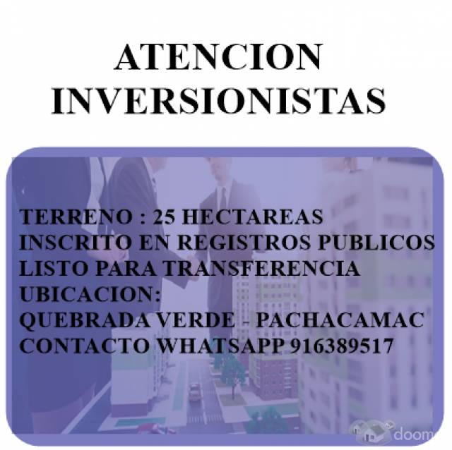 ATENCION INVERSIONISTAS TERRENO PERFECTO EN CAÑETE Y PACHACAMAC